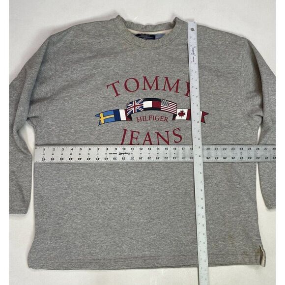 Tommy Hilfiger Jeans Flag Crewneck Sweatshirt Men Adult Medium Gray USA 90s - Picture 8 of 8
